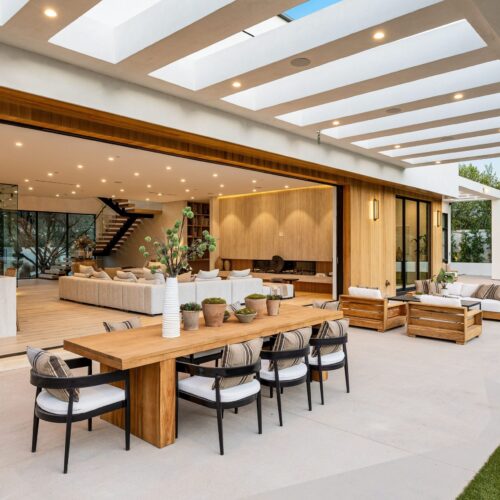 Modern,Luxury,Outdoor,Living,Space,With,Elegant,Wooden,Furniture,And
